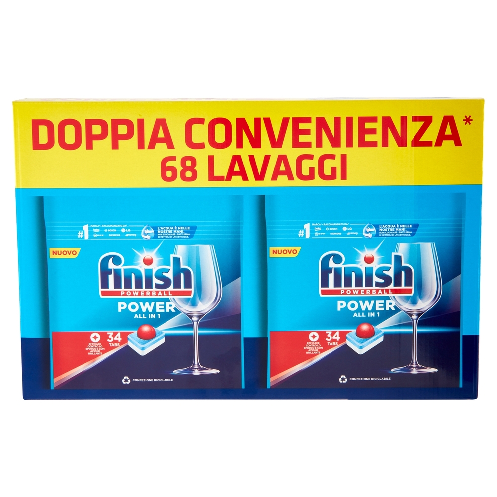 Finish Power All in One regular pastiglie lavastoviglie 34x2 lavaggi 1088 g